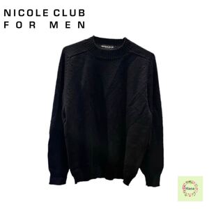 【美品】 NICOL CLUB for men ニコルクラブフォーメン ニットセーター 8F6459 トップス ブラック M 中古