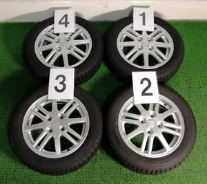 14×4.5J 155/65R14 Toyo GARIT G5 中古 アルミホイール付 スタッドレスタイヤ 4本セット ミラ ムーヴ ※本州送料無料 U4064.