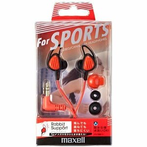 maxell 防滴仕様スポーツ用 カナル型イヤホン レッド HP-S20.RE(中古品)