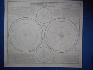 即決1742年『ドッペルマイヤー星図　4』アンティーク天文、天体、星座早見盤、手彩色銅版画、星図Star map, Planisphere, Celestial atlas