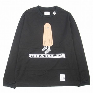 極美品 24ss メゾン ミハラヤスヒロ CHARLES Printed Long Sleeve Tee Tシャツ ロングスリーブ BILLY プリント 長袖 48 黒 A12LT682