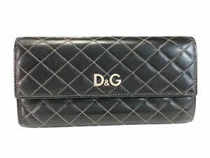 D&G DOLCE GABBANA ドルチェ&ガッバーナ キルティング レザー ウォレット 長財布 革 ブラック ラウンドファスナー 二つ折り ブランド品