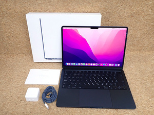 【中古 美品】MacBook Air 13.6インチ 2024年 MRXW3J/A ミッドナイト [M3チップ 8コア/メモリ:8GB/SSD:512GB] 本体(PKA1426-1)