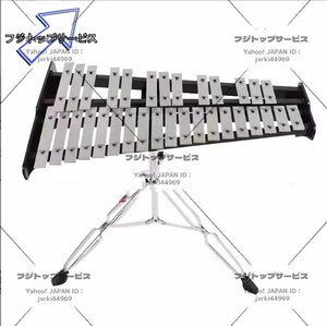 人気新品！32音 鉄琴 卓上鉄琴 パーカッション 楽器 マレット2本 スタンド付 演奏 音楽会 発表会 学芸会 卓上 練習 鍵盤　高さ調節可能