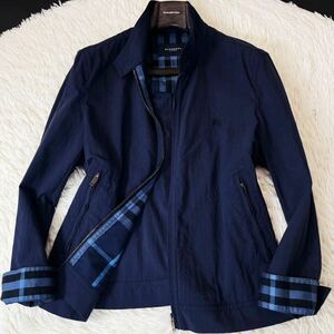 c20【さらりとリネン】定価12万●BURBERRY LONDON●バーバリー騎士ロゴ!!●サマージャケット　バーバリーメンズ 三陽商会製　ブルゾン