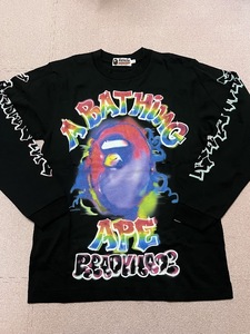 ★S★　Bape x readymade spray wide L/S　ベイプ　エイプ　ロンT　レディーメイド　Tシャツ　長袖　Longsleeve Tee black