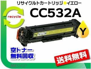 送料無料 CP2025n/CP2025dn対応 リサイクルトナー CC532A イエロー プリント カートリッジ 再生品