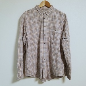 #apc パパス Papas 長袖シャツ L 水色系 紫系 ボタンダウン ネルシャツ チェック メンズ [812224]