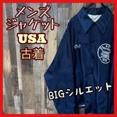 ナイロン プリント ネイビー メンズ XL USA古着 90s 長袖 ジャケット