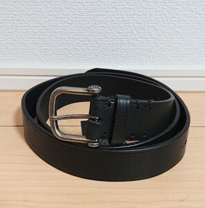 L 新品 Pretty Green SINGLE PRONG LEATHER BELT プリティーグリーン シングル プロング レザー ベルト ブラック 黒