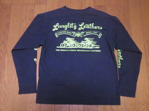 246-75/USA製/Langlitz Leathers/ラングリッツレザー/長袖Tシャツ/S/ネイビー