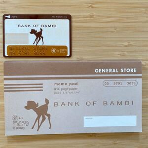 バンビ メモパッド カード バンビ銀行 ディズニー D13 BANK OF BAMBI 架空銀行 未使用倉庫保管 イベント 限定 Disney BANK exclusive goods