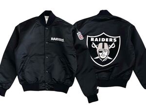 名作!! 希少!! 90s USA製 STARTER RAIDERS NFL スターター レイダース サテン スタジャン size L ビンテージ VINTAGE MADE IN USA