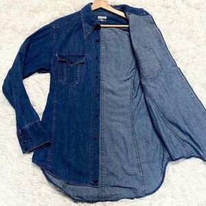 美品/Lサイズ●Paul Smith Jeans ポールスミス ジーンズ デニム シャツ ジャケット Gジャン ブルゾン 刻印ボタン インディゴブルー 春夏◎