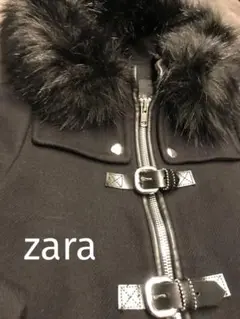 可愛い❣️zara ファー付きダッフルコート　black silver S表記