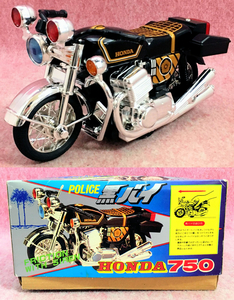 送510円～ 当時物! TOHSHIN「HONDA CB750 POLICE 黒バイ フリクションサイレン付き」 おもちゃ レトロ 懐かし バイク ミニチュア 貴重 古い