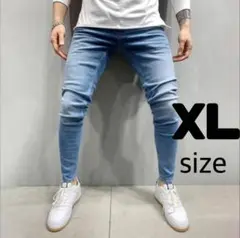 メンズ　デニム　スキニー　XL ライトブルー　パンツ　ジーパン　ストレッチ