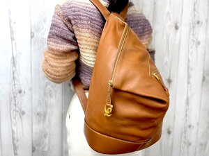 極美品 LOEWE ロエベ アントン アナグラム リュックサック ショルダーバッグ バッグ レザー 茶 79407Y