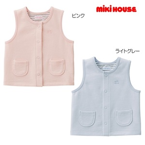 即決です！【ミキハウス】新品未使用♪mikihouse フリー 70cm～80cm ミニ裏毛パイル素材のベスト ベビー服 子供服 女の子 カラー：ピンク