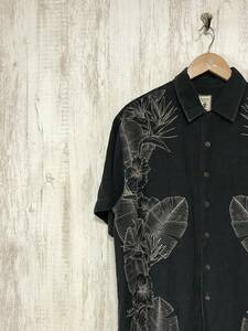 158☆【シルク アロハシャツ SILK ALOHA SHIRT 絹100％】Jamaica Jaxx 黒 L