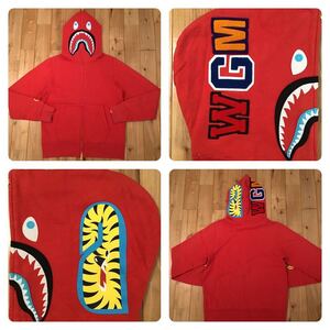 2010年 ネオン シャーク パーカー Sサイズ Red NEON shark full zip hoodie a bathing ape BAPE エイプ ベイプ アベイシングエイプ WGM 1a1