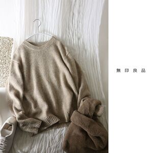 MUJI 無印良品☆洗える ヤク混 ウールクルーネックセーター Mサイズ☆E-M 6063