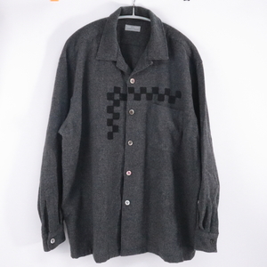 ◆◇コム デ ギャルソン オム COMME des GARCONS HOMME チェッカー刺繍ウールシャツ グレー メンズ◇◆