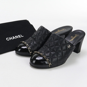 中古良品シャネルCHANEL マトラッセ チェーン ミュール #37 レザー G32682 ブラック系 ランク：A us-2 レディース