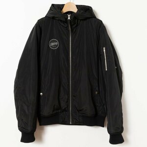 【1円スタート】BILLABONG ビラボン フライトジャケット ナイロン KHK BLM-1401 ミドル丈 フード付き L ブラック ポリエステル ミリタリー