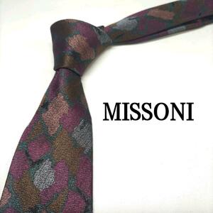 ミッソーニ MISSONI ワインレッド 総柄 シルク イタリア製 【美品】