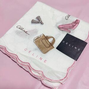 新品/CELINE/ハンカチ/ミニ/正規品/セリーヌ/ハイ未使用/ブランド/マカダム柄/綿100％/レディース/ハンカチーフ/女性用/日本製/靴バッグ柄