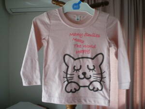 新品タグつき　ネコ柄　長袖Tシャツ　80㎝　ピンク　女の子用