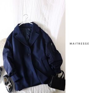 3.5万☆超美品☆メトリーゼ MAITRESSE☆ベルト付き 異素材切替コート 38サイズ SCOT CLUB☆A-O 7498