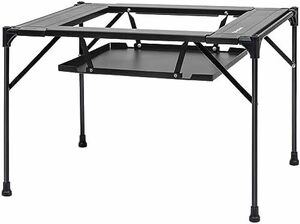 ブラック：61x42x42cm アウトドア テーブル キャンプ バーベキューテーブル DIY組合 折りたたみ レジャー アルミ 