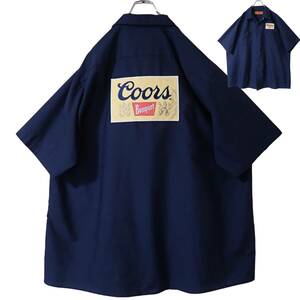 5833/RED KAP 半袖 ワークシャツ 3XL●Coors BEER Banquetクアーズ ビール ビックワッペン●洗濯プレス済●ネコポス可●レッドキャップ古着