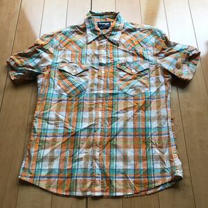 ラングラー レギュラーフィット チェックシャツ 111-1-313 メンズ M オレンジ ホワイト グリーン