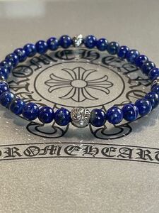 美品/クロムハーツ/Chrome hearts/ビーズ　ブレスレット　Ptプラチナ ラピスラズリ　BEAD6㎜　数珠