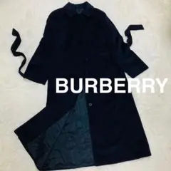 BURBERRY バーバリー ベルテッド 11 アンゴラ　ロングコート ネイビー