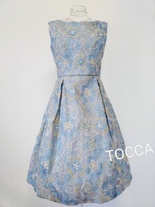 ☆【即決送料無料】TOCCAトッカフラワー刺繍ドレスワンピースブルー系4☆