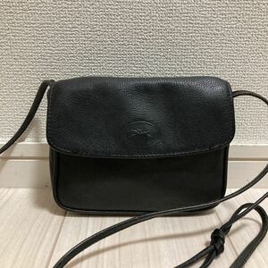 LONG CHAMP ロンシャン レディース ミニ ショルダーバッグ ポシェット パーティーバッグ 牛革 レザー 黒 ブラック 斜め掛け ロゴ ブランド