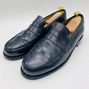 【希少】PARABOOT パラブーツ ADONIS コインローファー ハーフサドル 紺 ネイビー ６ 24.5cm 革靴 スリッポン ビジネス カジュアル