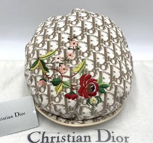 ［美品］クリスチャンディオール　Christian Dior キャスケット　帽子 トロッター　フラワー　刺繍　ロゴ刺繍