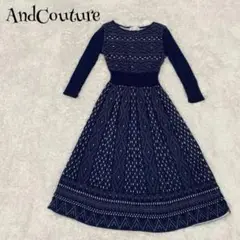 AndCouture アンドクチュール ♪ ニットワンピース シルク混 ネイビー