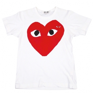 プレイ コムデギャルソンPLAY COMME des GARCONS ハートワッペンプリントTシャツ 白S 【レディース】