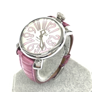 ◆GAGA MILANO ガガミラノ マヌアーレ40 腕時計 ◆ シルバーカラー/フューシャ SS×レザー レディース ウォッチ watch