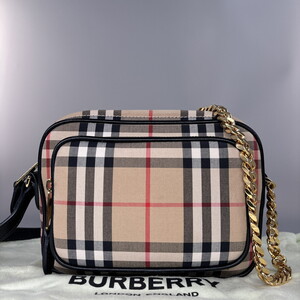 【未使用】BURBERRY バーバリー ノヴァチェック カメラバッグ チェーンショルダーバッグ レディース メンズ ブラック 未使用