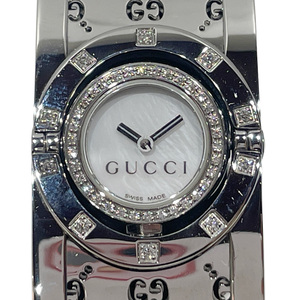 中古AB/使用感小 GUCCI グッチ クオーツ 腕時計 YA112511トワール バングル ホワイトシェル ベゼルダイヤ レディース シルバー 20485515