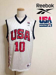 【美品】 Reebok NBA USA リーボック バスケットボール アメリカ代表 ユニフォーム 背番号10 マイク ビビー ホワイト サイズL 7002A