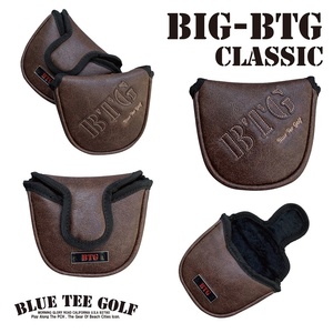 ●2オークション♪ 送料無料【PTM-BR】ブルーティーゴルフ 【BIG BTG - Classic：ブラウン】パター用（マレット型）カバーBLUE TEE GOLF 