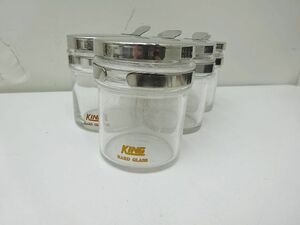 中古 KING 万能瓶 白色 白ビン ガラス 100㏄ フタ付き 5個セット 昭和レトロ